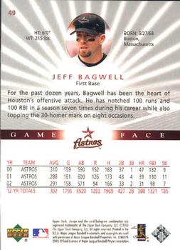 2003 Upper Deck Game Face #49 Jeff Bagwell Back