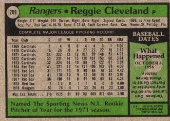1979 Topps #209 Reggie Cleveland Back