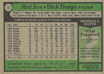 1979 Topps #12 Dick Drago Back