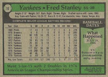 1979 Topps #16 Fred Stanley Back