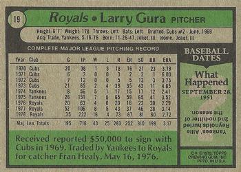 1979 Topps #19 Larry Gura Back
