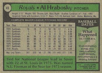1979 Topps #45 Al Hrabosky Back