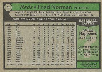 1979 Topps #47 Fred Norman Back