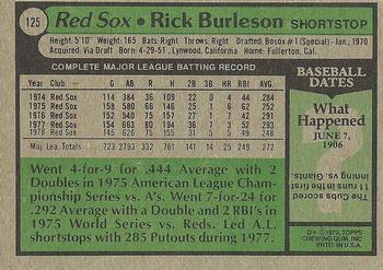 1979 Topps #125 Rick Burleson Back