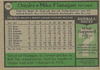 1979 Topps #160 Mike Flanagan Back