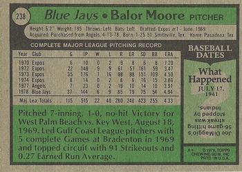1979 Topps #238 Balor Moore Back