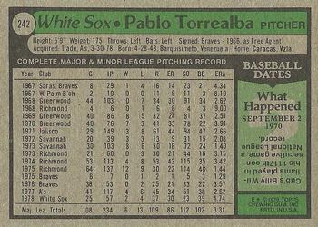 1979 Topps #242 Pablo Torrealba Back