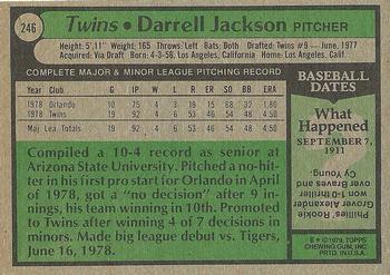 1979 Topps #246 Darrell Jackson Back