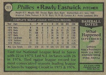 1979 Topps #271 Rawly Eastwick Back