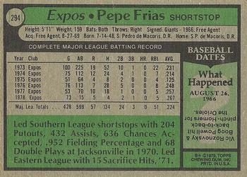 1979 Topps #294 Pepe Frias Back