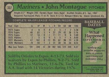1979 Topps #337 John Montague Back