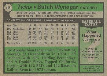 1979 Topps #405 Butch Wynegar Back
