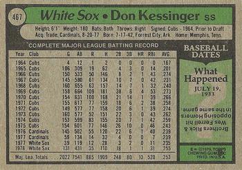 1979 Topps #467 Don Kessinger Back