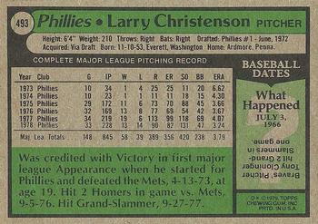1979 Topps #493 Larry Christenson Back