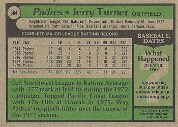 1979 Topps #564 Jerry Turner Back
