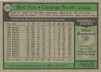 1979 Topps #645 George Scott Back