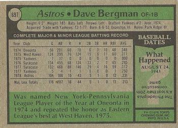 1979 Topps #697 Dave Bergman Back