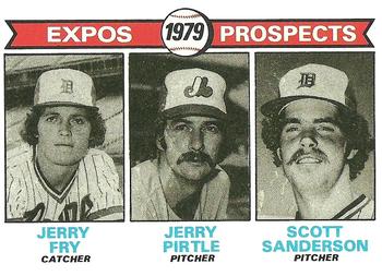 1979 Topps #720 Expos 1979 Prospects (Jerry Fry / Gerry Pirtle / Scott Sanderson) Front