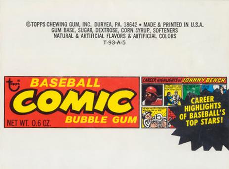 1973 Topps Comics #NNO Johnny Bench Back