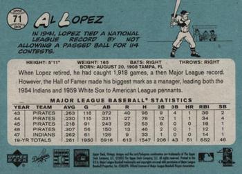 2003 Upper Deck Vintage #71 Al Lopez Back