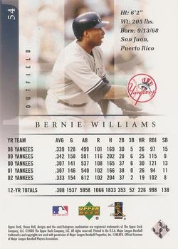 2003 Upper Deck Honor Roll #54 Bernie Williams Back