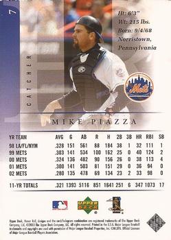 2003 Upper Deck Honor Roll #7 Mike Piazza Back