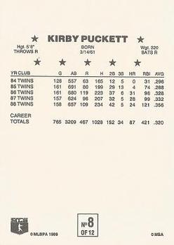 1989 Ralston Cereal Superstars #8 Kirby Puckett Back