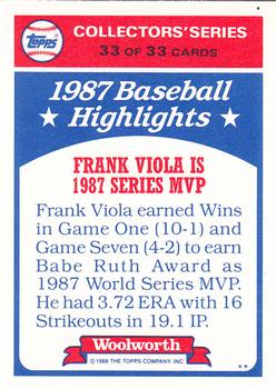 1988 Topps Woolworth Baseball Highlights #33 World Series - MVP Back