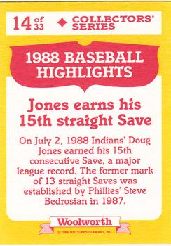 1989 Topps Woolworth Baseball Highlights #14 Doug Jones Back
