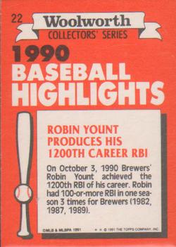 1991 Topps Woolworth Baseball Highlights #22 Robin Yount Back