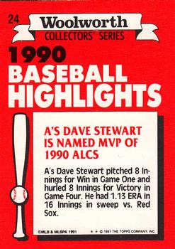 1991 Topps Woolworth Baseball Highlights #24 Dave Stewart Back