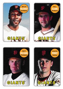 2013 Topps Archives - 1969 4-in-1 Sticker #69S-MCWP Willie McCovey / Will Clark / Matt Williams / Buster Posey Front