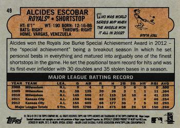 2013 Topps Archives - Gold #49 Alcides Escobar Back