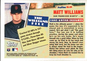1996 Topps - Profiles by Tony Gwynn NL #NL-20 Matt Williams Back