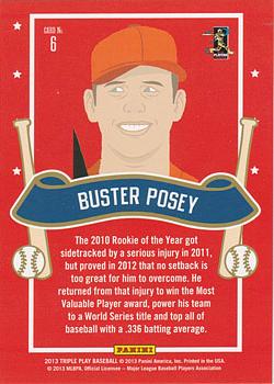 2013 Panini Triple Play - All-Stars #6 Buster Posey Back