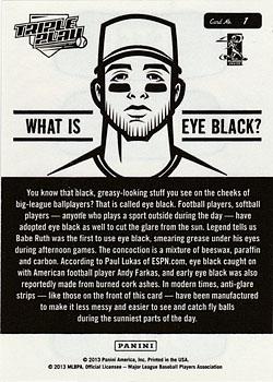 2013 Panini Triple Play - Eye Black #1 Derek Jeter Back