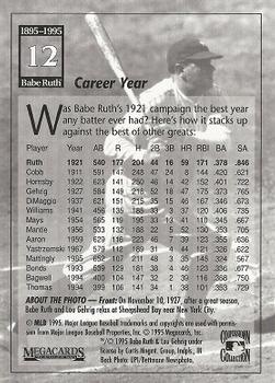 1995 Megacards Babe Ruth #12 Career Year Back