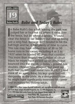 1995 Megacards Babe Ruth #19 Babe and Today's Rules Back