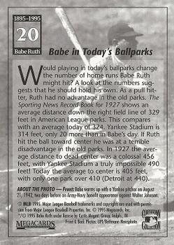 1995 Megacards Babe Ruth #20 Babe in Today's Ballparks Back