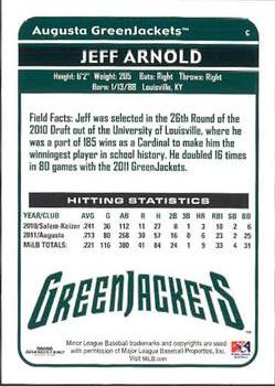 2012 Grandstand Augusta GreenJackets #NNO Jeff Arnold Back