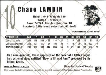 2005 Grandstand Binghamton Mets #NNO Chase Lambin Back