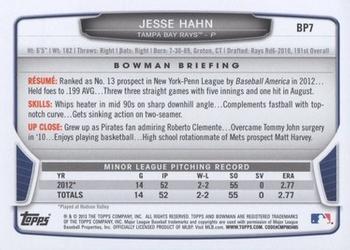 2013 Bowman - Prospects Silver Ice #BP7 Jesse Hahn Back
