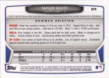 2013 Bowman - Prospects Silver Ice #BP8 Tayler Scott Back