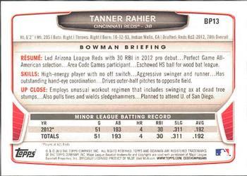 2013 Bowman - Prospects Silver Ice #BP13 Tanner Rahier Back