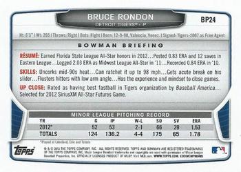 2013 Bowman - Prospects Silver Ice #BP24 Bruce Rondon Back