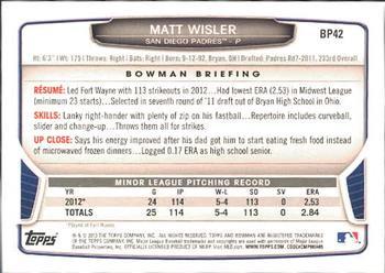 2013 Bowman - Prospects Silver Ice #BP42 Matt Wisler Back