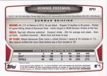 2013 Bowman - Prospects Silver Ice #BP51 Ronnie Freeman Back