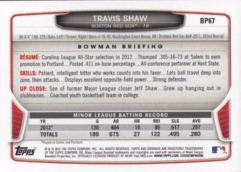 2013 Bowman - Prospects Silver Ice #BP67 Travis Shaw Back