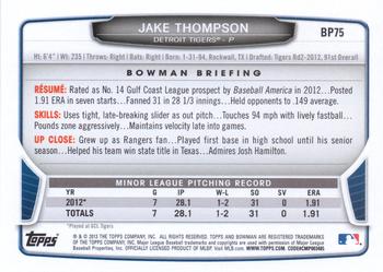 2013 Bowman - Prospects Silver Ice #BP75 Jake Thompson Back