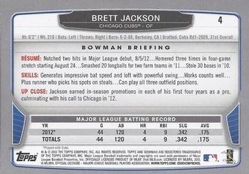 2013 Bowman - Silver Ice #4 Brett Jackson Back